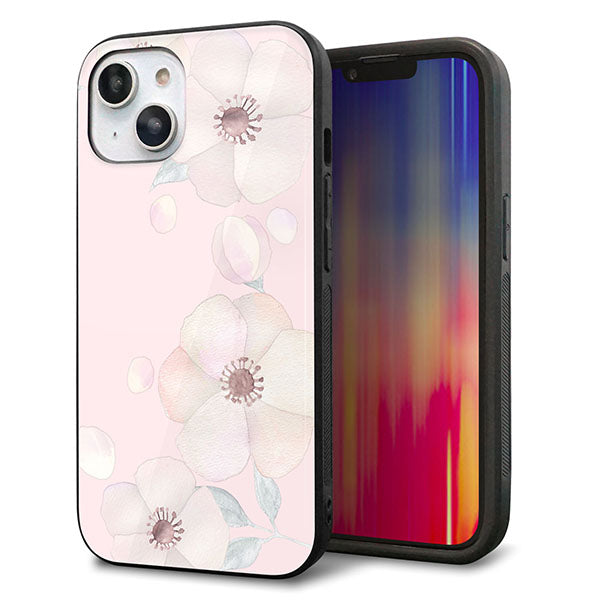 iPhone14 強化ガラス&TPUスマホケース ガラプリ【SC949 ドゥ・フルール(オフピンク)】