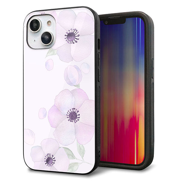 iPhone14 強化ガラス&TPUスマホケース ガラプリ【SC950 ドゥ・フルール(パウダーバイオレット)】