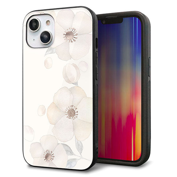 iPhone14 強化ガラス&TPUスマホケース ガラプリ【SC952 ドゥ・フルール(セピア)】