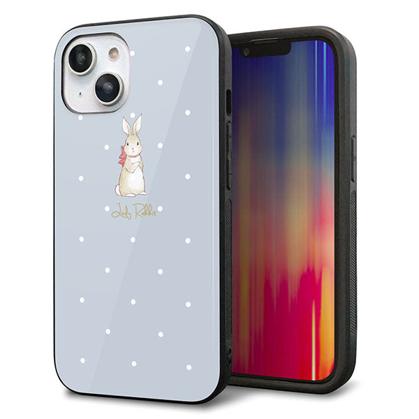 iPhone14 強化ガラス&TPUスマホケース ガラプリ【SC967 Lady Rabbit ブルーグレイ ガラプリhp】