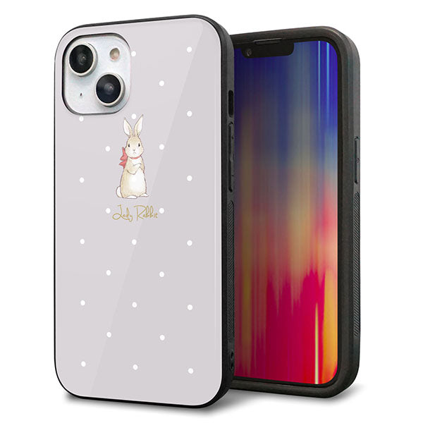 iPhone14 強化ガラス&TPUスマホケース ガラプリ【SC968 Lady Rabbit グレージュ ガラプリhp】