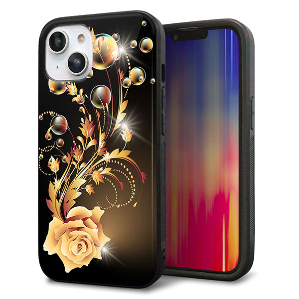 iPhone14 強化ガラス&TPUスマホケース ガラプリ【VA823 気高きバラ】