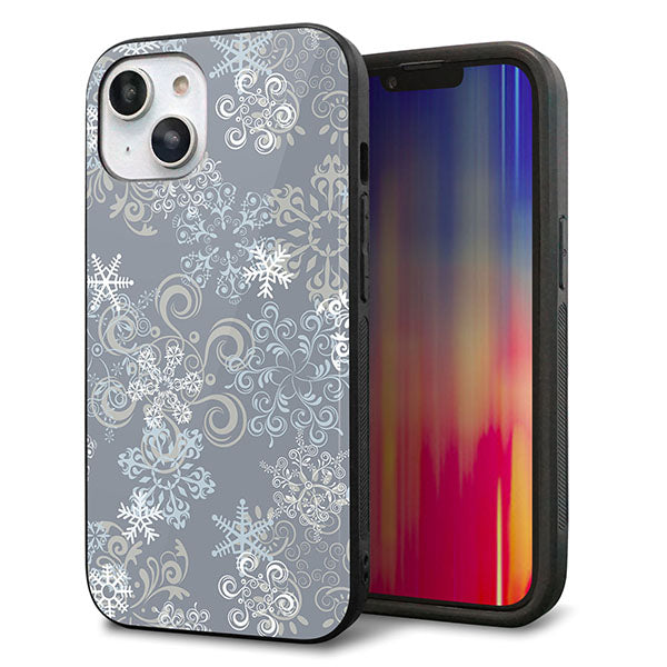 iPhone14 強化ガラス&TPUスマホケース ガラプリ【XA801 雪の結晶】