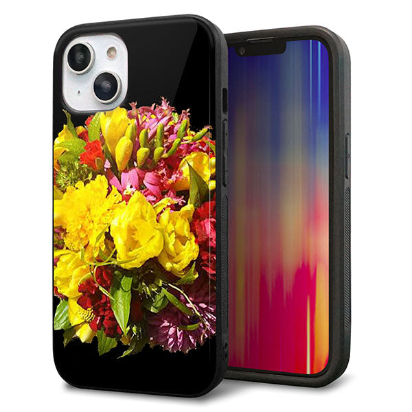 iPhone14 強化ガラス&TPUスマホケース ガラプリ【YI883 フラワー4】