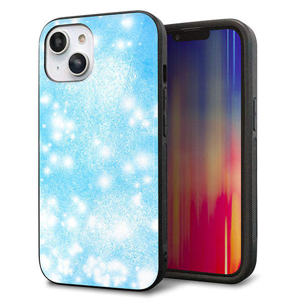 iPhone14 強化ガラス&TPUスマホケース ガラプリ【YJ289 デザインブルー】
