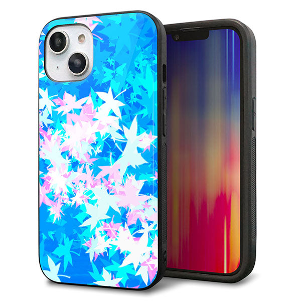 iPhone14 強化ガラス&TPUスマホケース ガラプリ【YJ290 デザインもみじ】