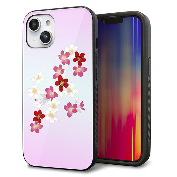 iPhone14 強化ガラス&TPUスマホケース ガラプリ【YJ320 桜 和】