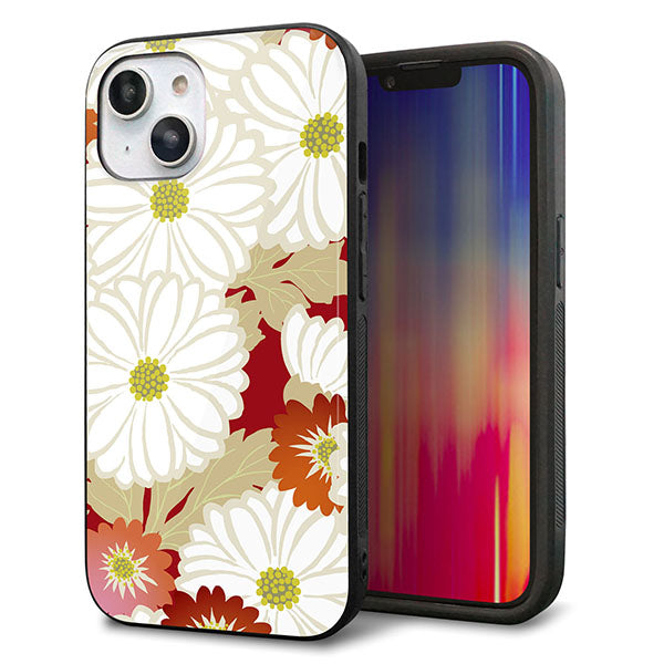 iPhone14 強化ガラス&TPUスマホケース ガラプリ【YJ322 和柄 菊】