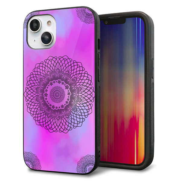 iPhone14 強化ガラス&TPUスマホケース ガラプリ【YJ344 レース】