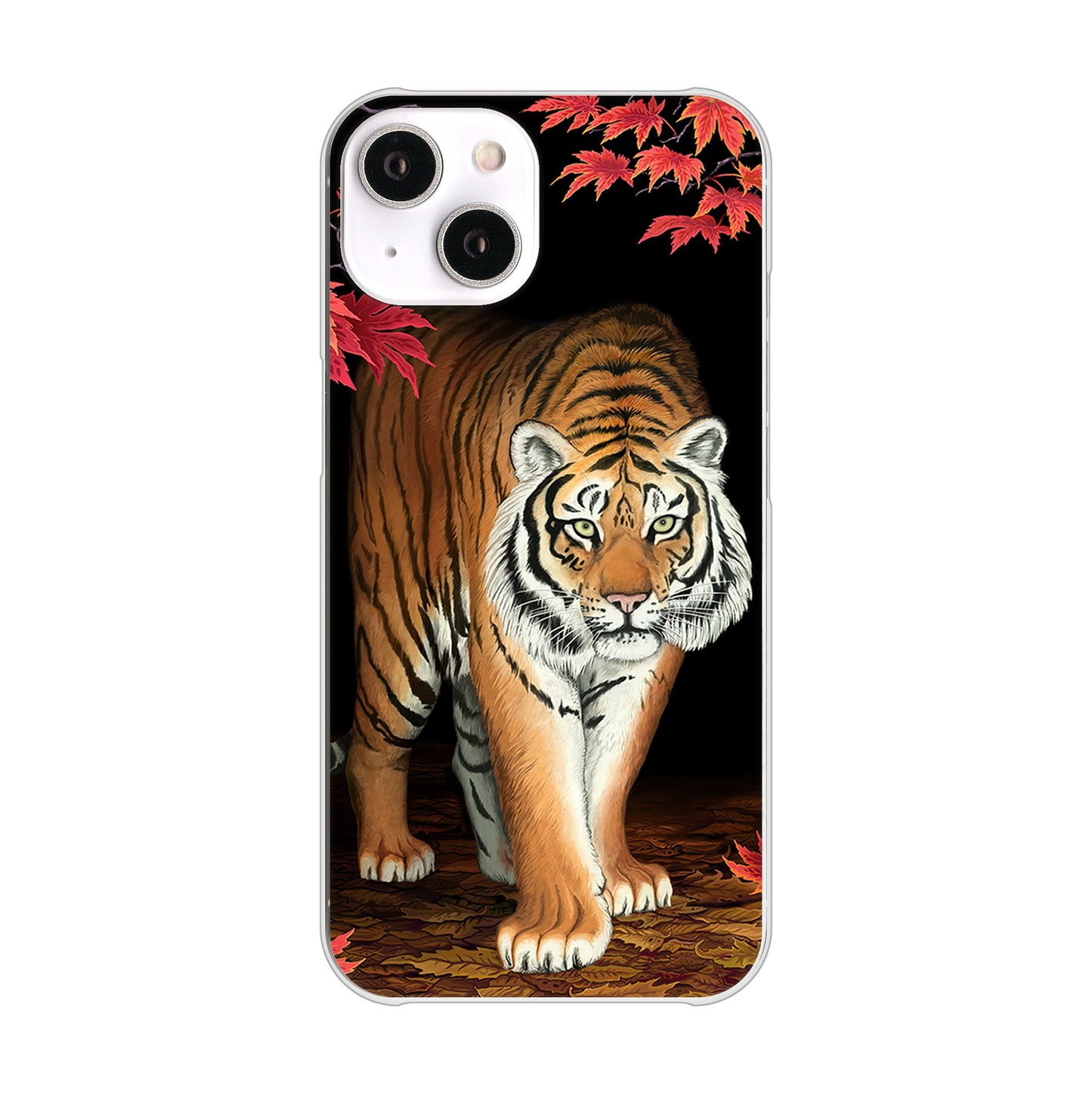 iPhone14 高画質仕上げ 背面印刷 ハードケース 【177 もみじと虎】