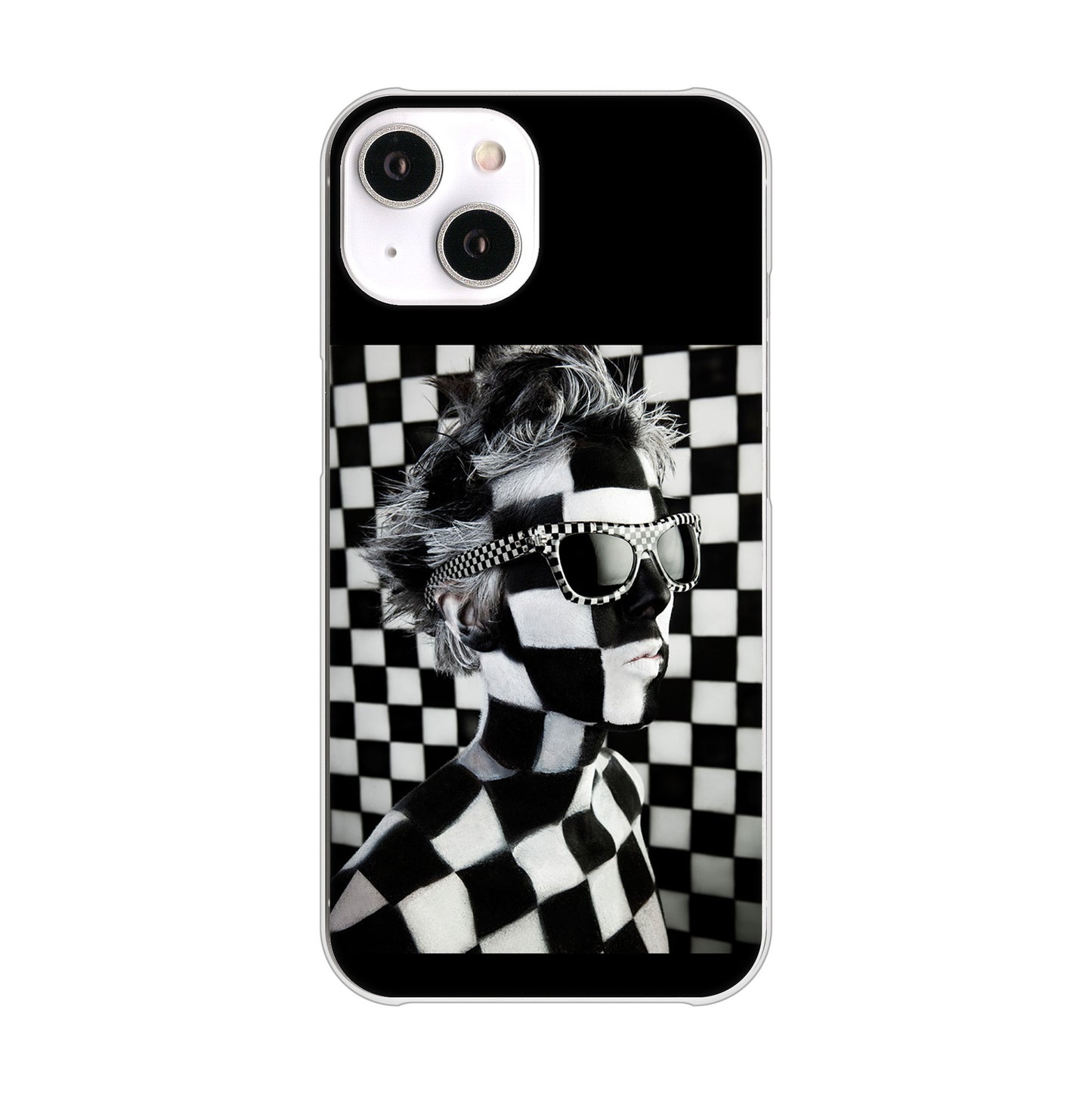 iPhone14 高画質仕上げ 背面印刷 ハードケース 【357 bk&wh】