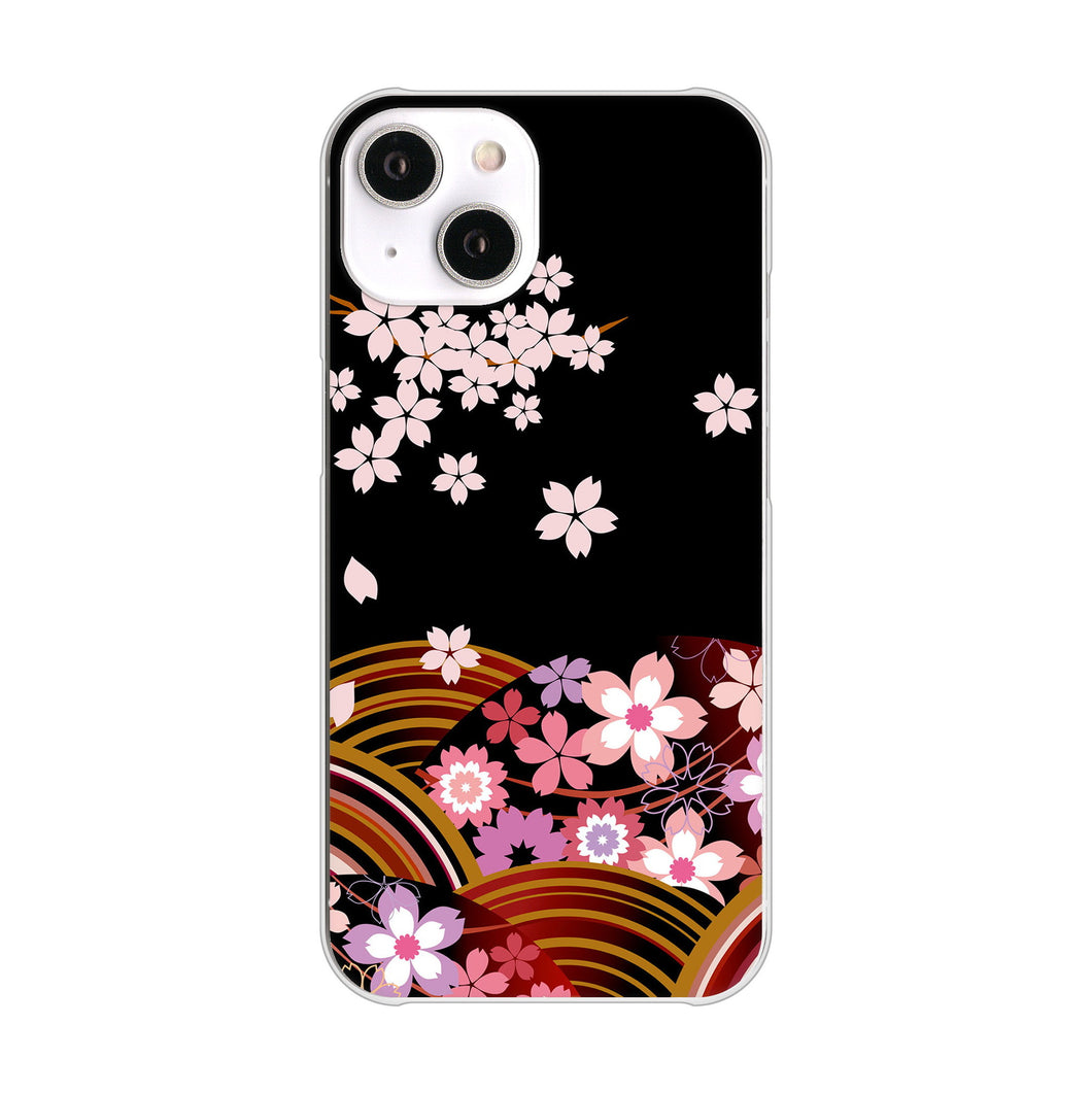 iPhone14 高画質仕上げ 背面印刷 ハードケース 【1237 和柄&筆文字・夜桜の宴】