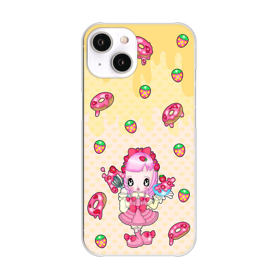 iPhone14 高画質仕上げ 背面印刷 ハードケース むかいあぐる ストロベリードーナツ