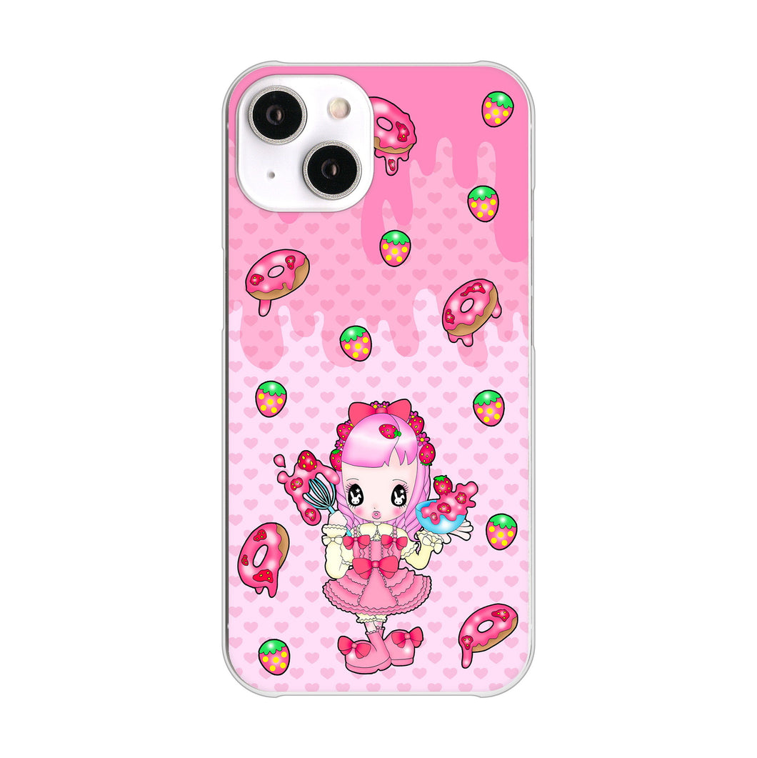 iPhone14 高画質仕上げ 背面印刷 ハードケース むかいあぐる ストロベリードーナツ