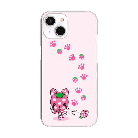 iPhone14 高画質仕上げ 背面印刷 ハードケース むかいあぐる イチゴ猫のにゃんベリー