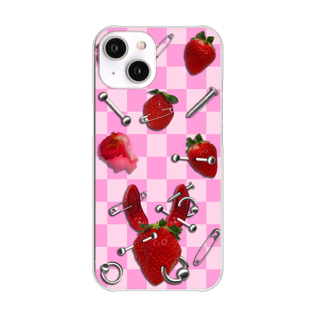 iPhone14 高画質仕上げ 背面印刷 ハードケース むかいあぐる 苺パンク