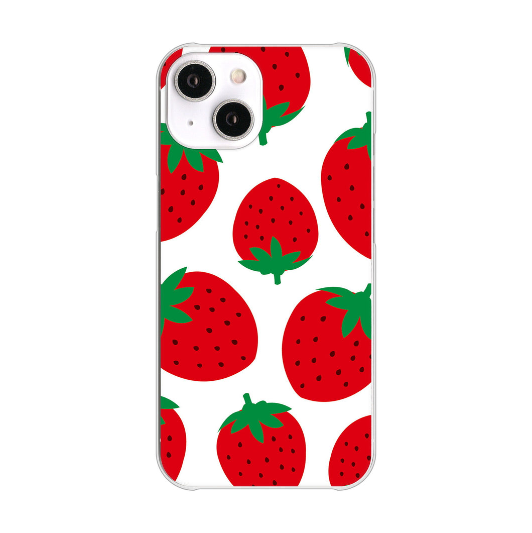 iPhone14 高画質仕上げ 背面印刷 ハードケース 大きいイチゴ模様