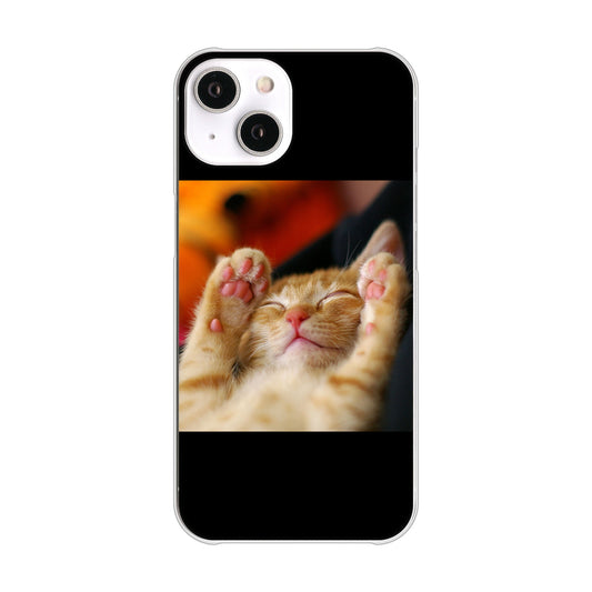 iPhone14 高画質仕上げ 背面印刷 ハードケース 【VA804 爆睡するネコ】