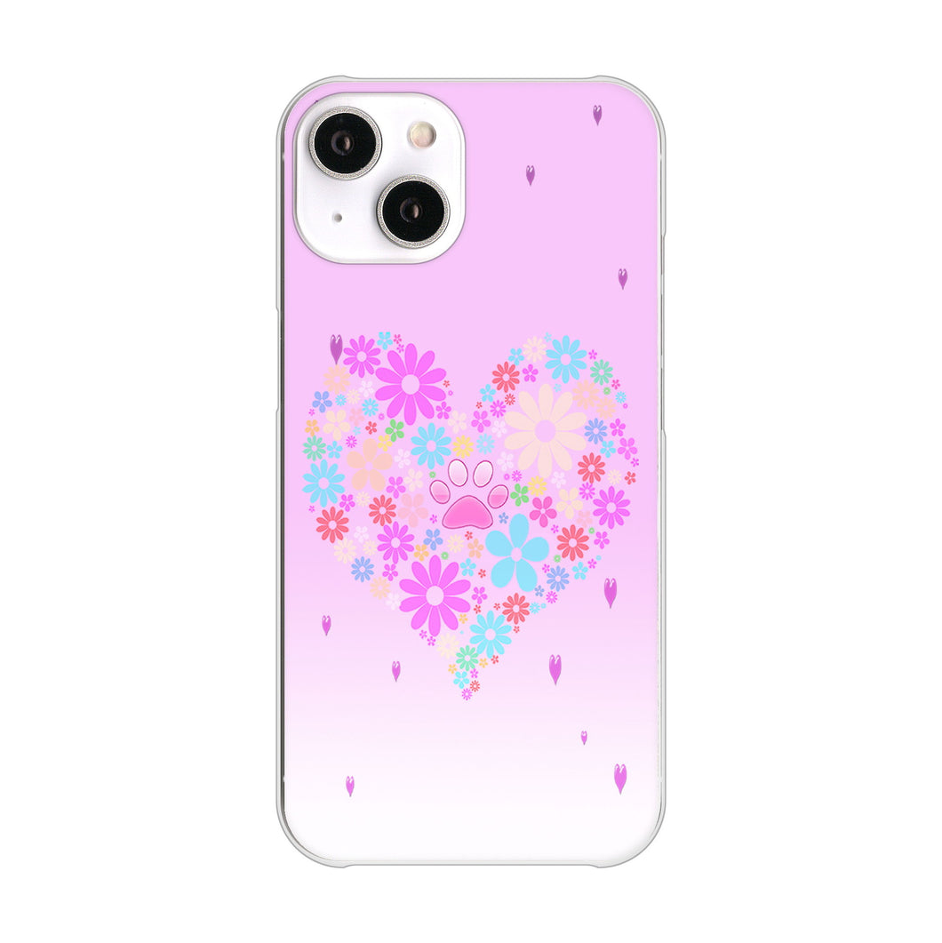iPhone14 高画質仕上げ 背面印刷 ハードケース ハートと肉球