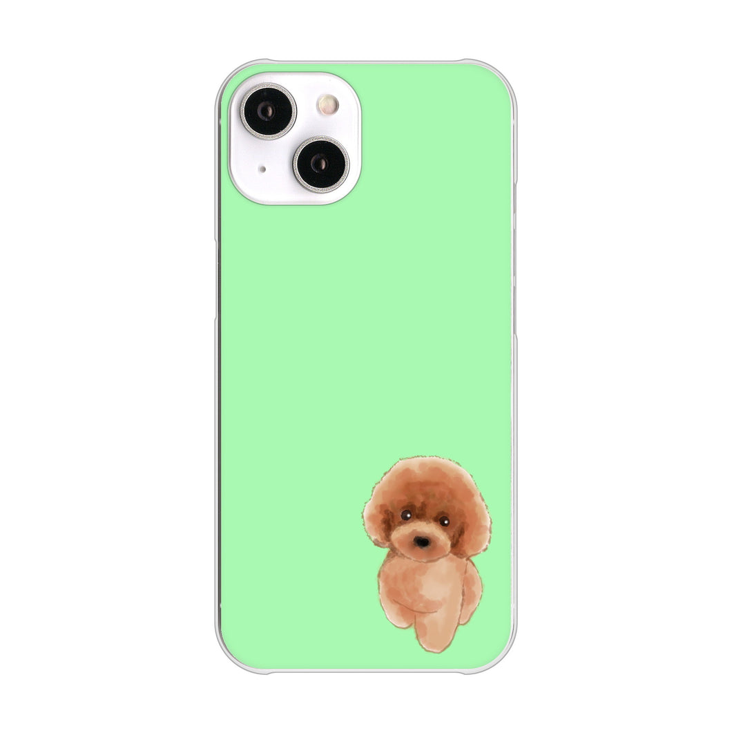 iPhone14 高画質仕上げ 背面印刷 ハードケース トイプードルレッド