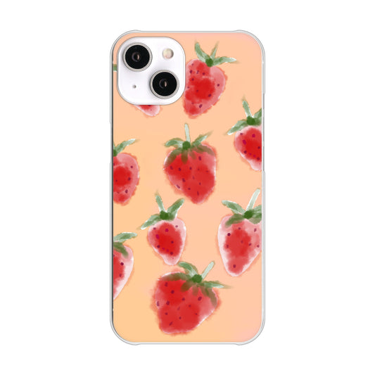 iPhone14 高画質仕上げ 背面印刷 ハードケース イチゴ 水彩