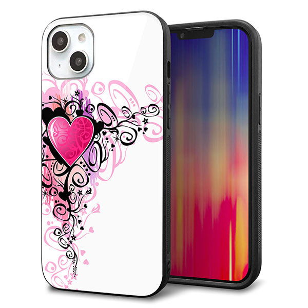 iPhone14 Plus 強化ガラス&TPUスマホケース ガラプリ【007 スタイリッシュハート】