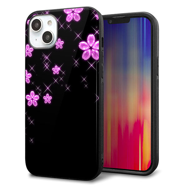 iPhone14 Plus 強化ガラス&TPUスマホケース ガラプリ【019 桜クリスタル】
