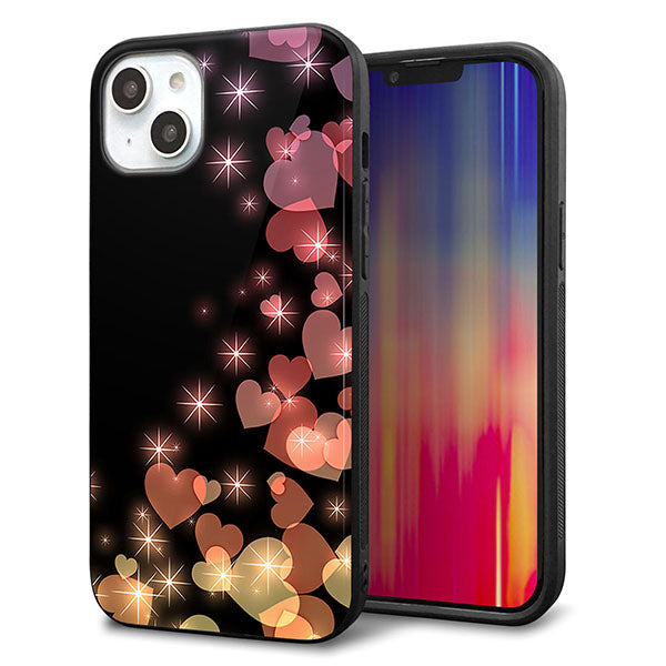 iPhone14 Plus 強化ガラス&TPUスマホケース ガラプリ【020 夜のきらめきハート】