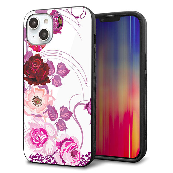 iPhone14 Plus 強化ガラス&TPUスマホケース ガラプリ【116 6月のバラ】