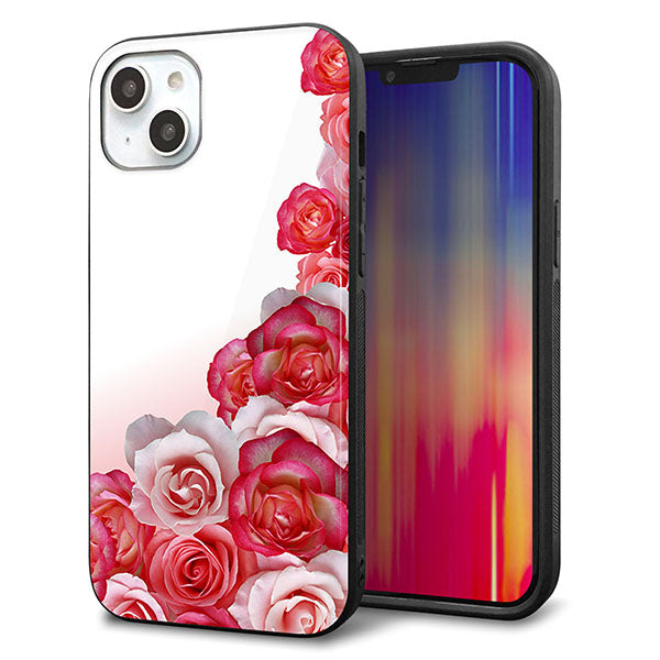 iPhone14 Plus 強化ガラス&TPUスマホケース ガラプリ【299 薔薇の壁】