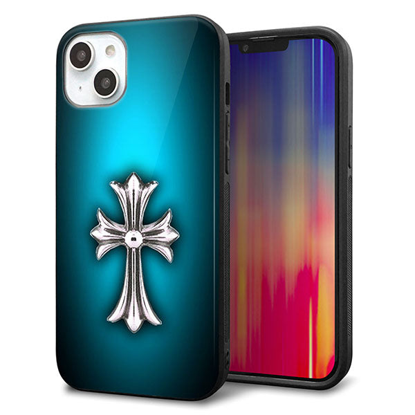 iPhone14 Plus 強化ガラス&TPUスマホケース ガラプリ【334 クロスブルー】