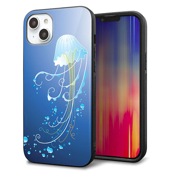 iPhone14 Plus 強化ガラス&TPUスマホケース ガラプリ【362 ジェリーフィシュ】
