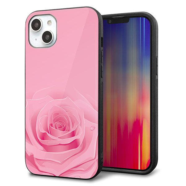 iPhone14 Plus 強化ガラス&TPUスマホケース ガラプリ【401 ピンクのバラ】