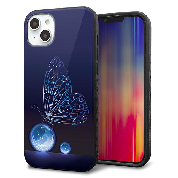 iPhone14 Plus 強化ガラス&TPUスマホケース ガラプリ【418 神秘の蝶】