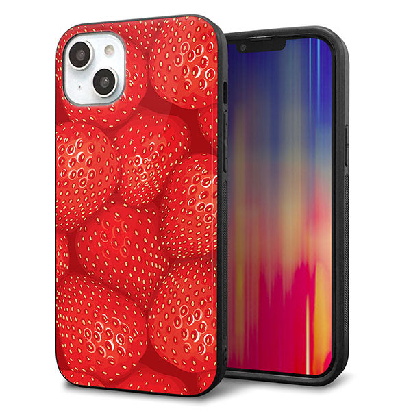 iPhone14 Plus 強化ガラス&TPUスマホケース ガラプリ【444 ストロベリーウォール】