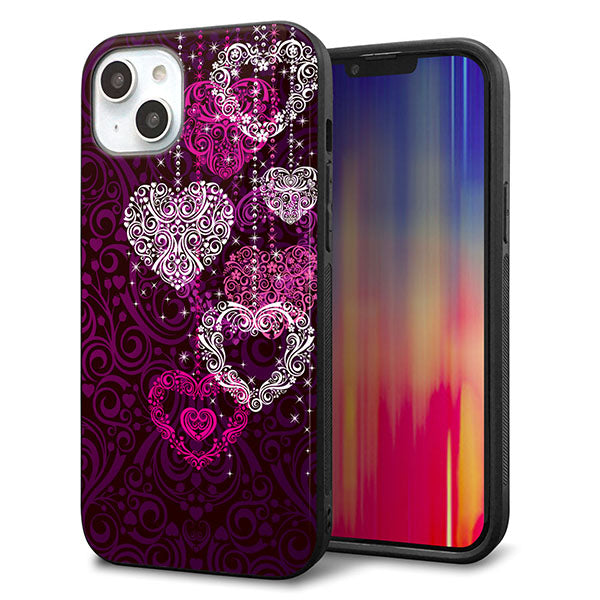 iPhone14 Plus 強化ガラス&TPUスマホケース ガラプリ【468 ハートのシャンデリア】