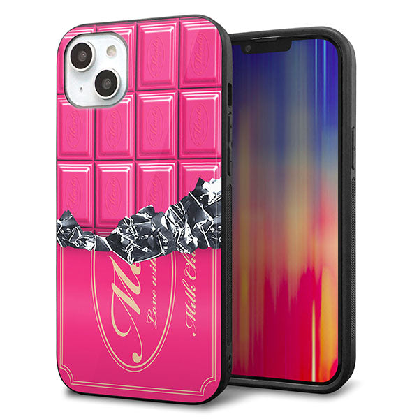 iPhone14 Plus 強化ガラス&TPUスマホケース ガラプリ【555 板チョコ?ストロベリー】