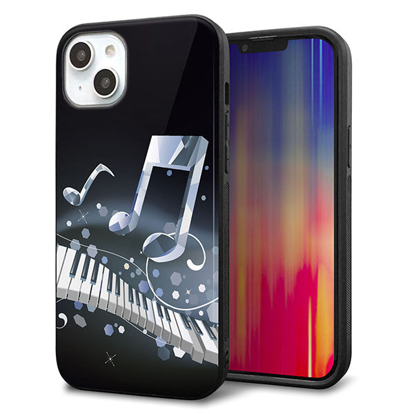 iPhone14 Plus 強化ガラス&TPUスマホケース ガラプリ【575 鍵盤に踊る音】