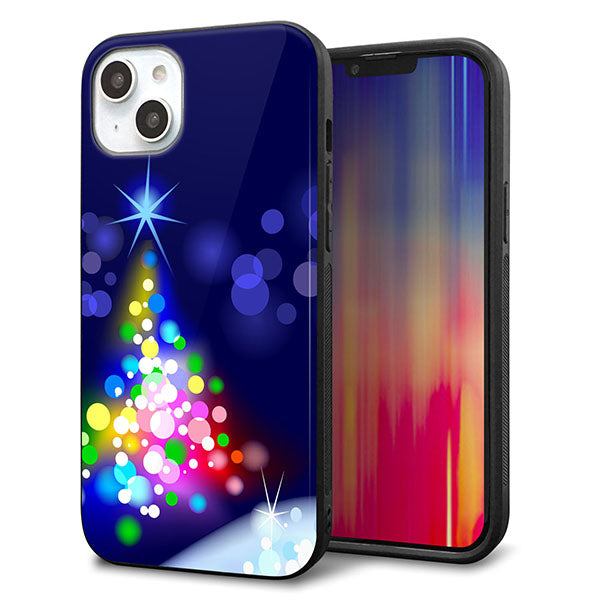 iPhone14 Plus 強化ガラス&TPUスマホケース ガラプリ【720 白銀のクリスマスツリー】