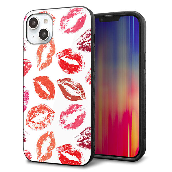 iPhone14 Plus 強化ガラス&TPUスマホケース ガラプリ【734 キスkissキス】