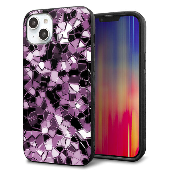 iPhone14 Plus 強化ガラス&TPUスマホケース ガラプリ【EK837 テクニカルミラーパープル】