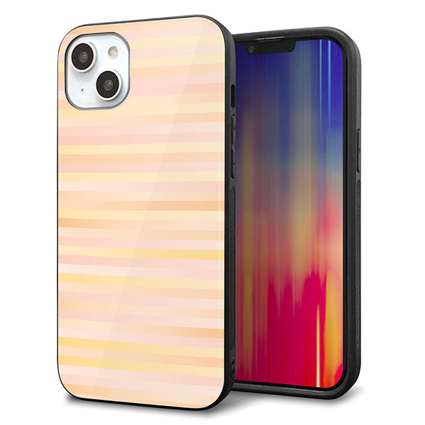 iPhone14 Plus 強化ガラス&TPUスマホケース ガラプリ【IB909 グラデーションボーダー_オレンジ】