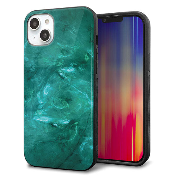 iPhone14 Plus 強化ガラス&TPUスマホケース ガラプリ【KM869 大理石GR】