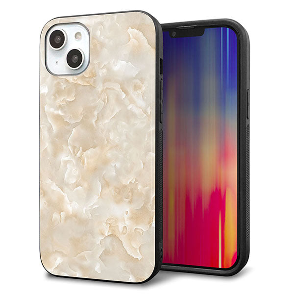 iPhone14 Plus 強化ガラス&TPUスマホケース ガラプリ【KM872 大理石パール】