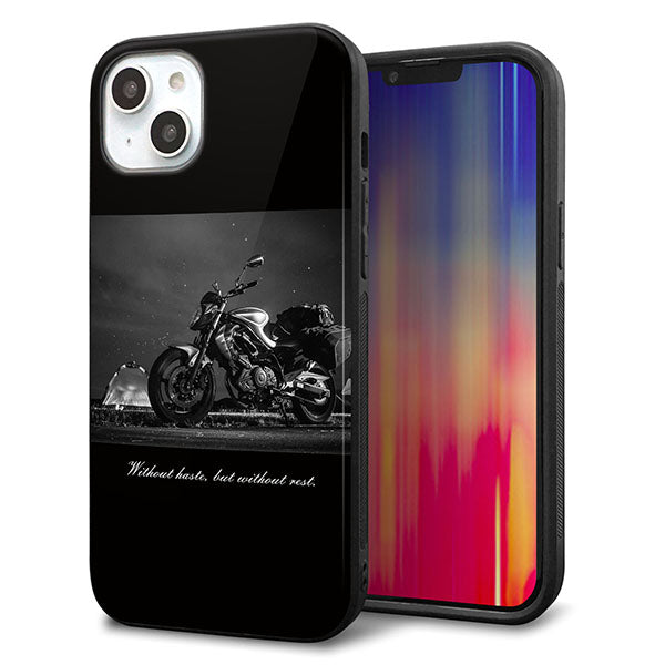 iPhone14 Plus 強化ガラス&TPUスマホケース ガラプリ【KM879 バイク】