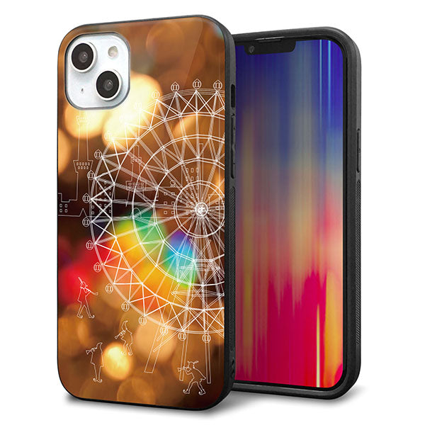 iPhone14 Plus 強化ガラス&TPUスマホケース ガラプリ【KM884 観覧車と笛吹】