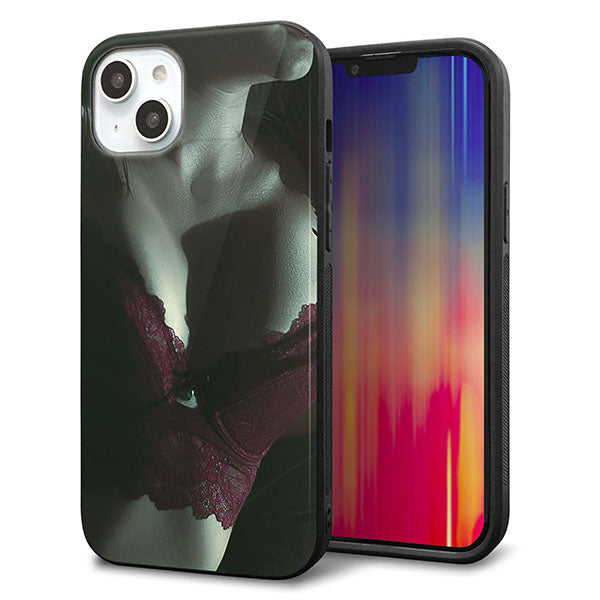 iPhone14 Plus 強化ガラス&TPUスマホケース ガラプリ【KM887 ランジェリー】