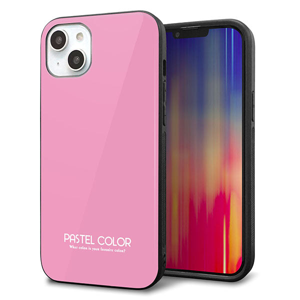 iPhone14 Plus 強化ガラス&TPUスマホケース ガラプリ【KM899 パステルカラー(パステルピンク)】