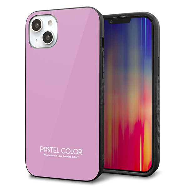 iPhone14 Plus 強化ガラス&TPUスマホケース ガラプリ【KM901 パステルカラー(パステルラベンダー)】