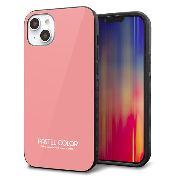 iPhone14 Plus 強化ガラス&TPUスマホケース ガラプリ【KM902 パステルカラー(パステルレッド)】